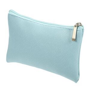 Portable Travel PU Leather Makeup Bag Light Blue L Size